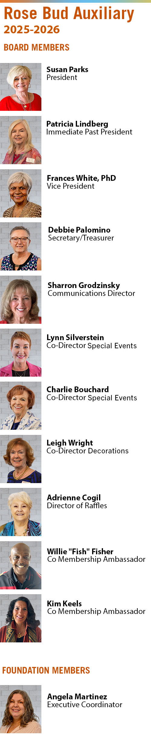 2025 Rose Bud Auxiliary Board Members