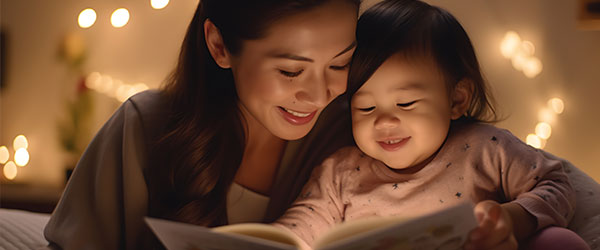 Women reading to a baby